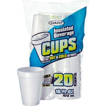 DART CONTAINER Cups, 16 Oz., Insulated, Foam 20PK DCC16FP20
